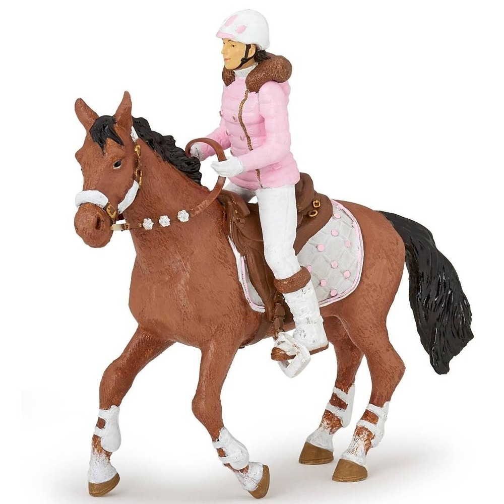 Winter Riding Horse Figure Set‎ - Hand Painted Farm Toy Figurines - New Papo